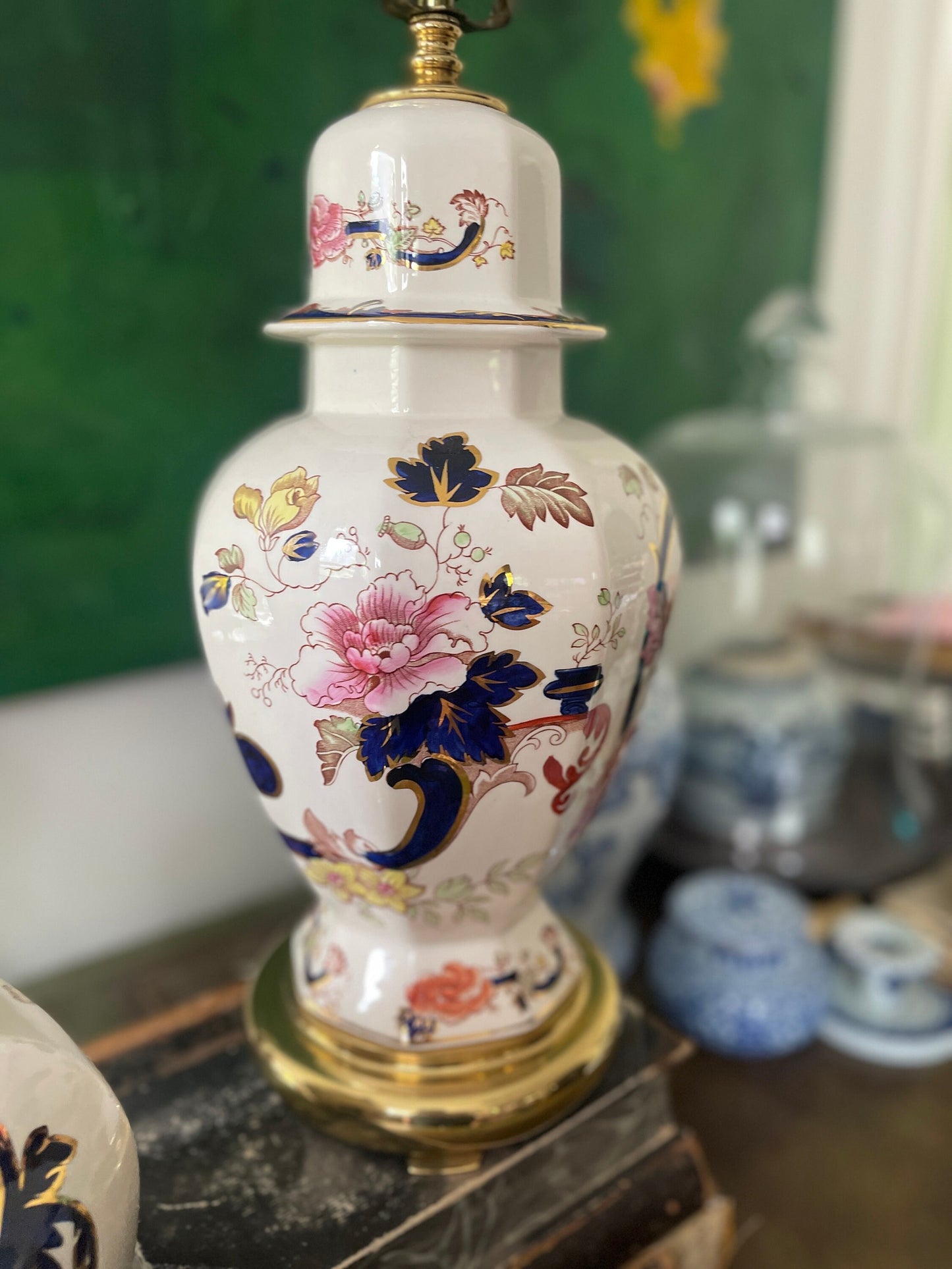 Pair of Vintage Masons English Chinoiserie Ginger Jar Lamps