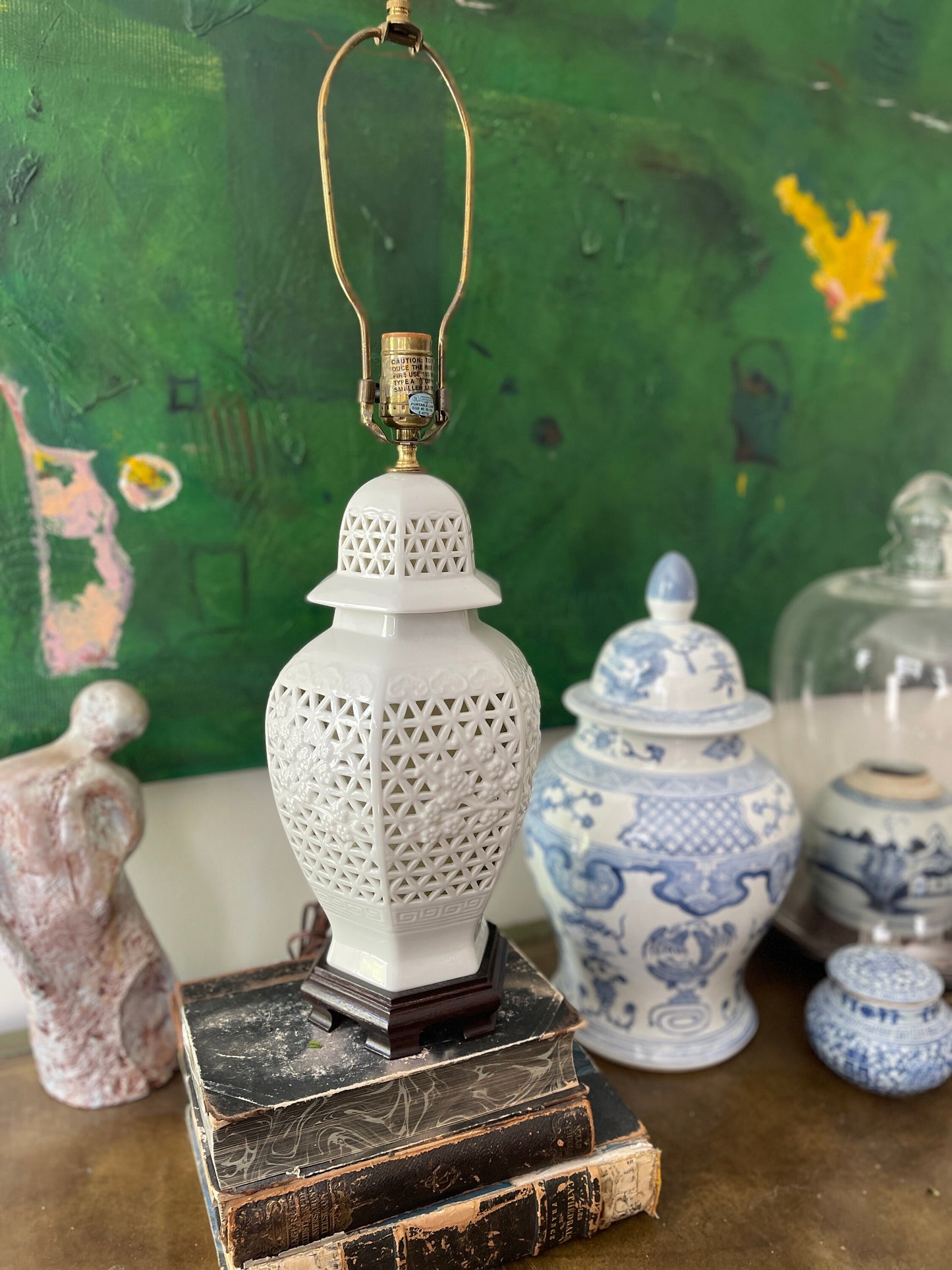 Vintage Asian Blanc de Chine Ginger Jar Lamp