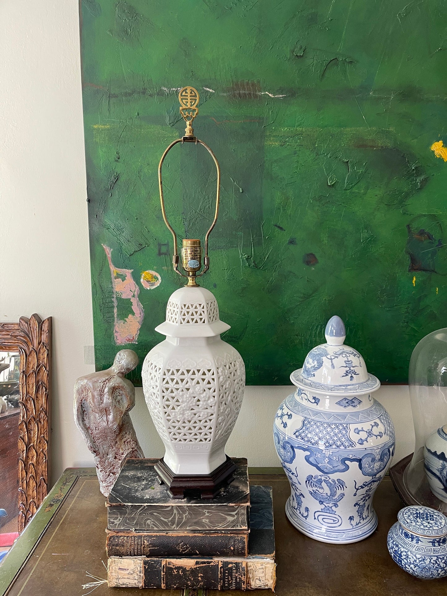 Vintage Asian Blanc de Chine Ginger Jar Lamp