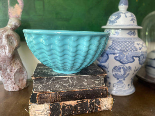 Vintage Gladding McBean 1930s Turquoise Pottery Mixing Bowl