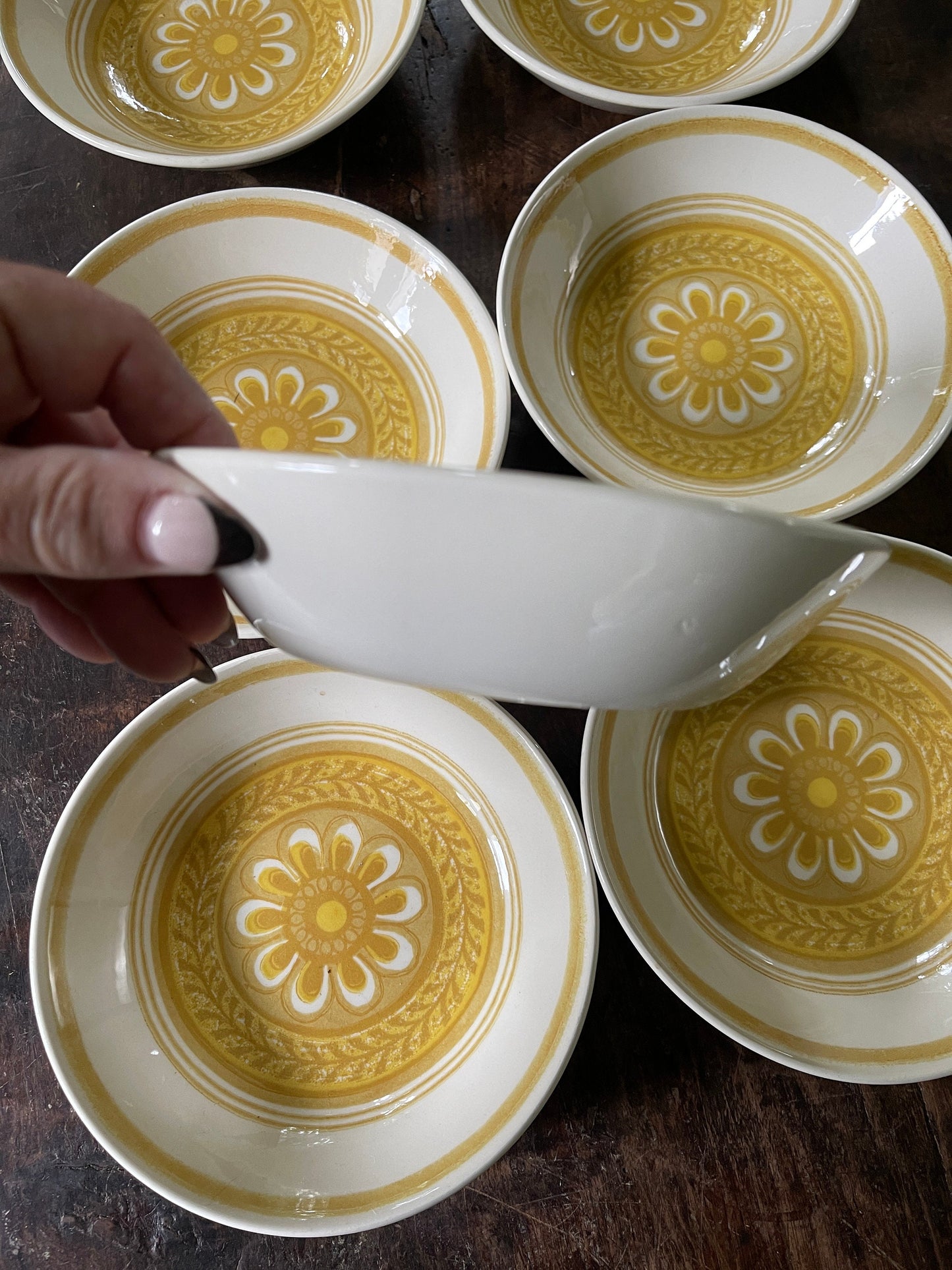 Set of Seven (7) 1970s Cavalier 6.25” Bowls in Casablanca