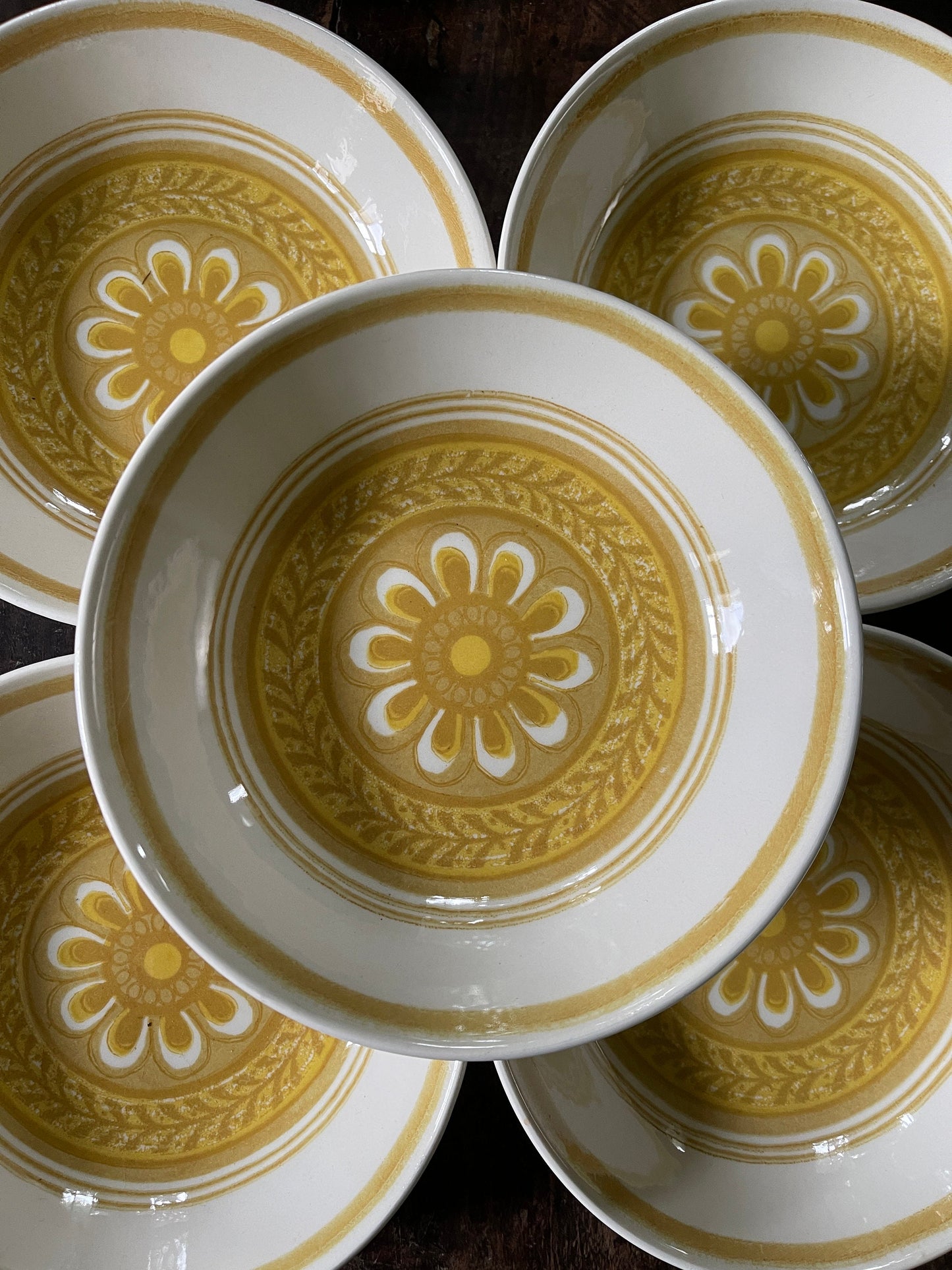 Set of Seven (7) 1970s Cavalier 6.25” Bowls in Casablanca