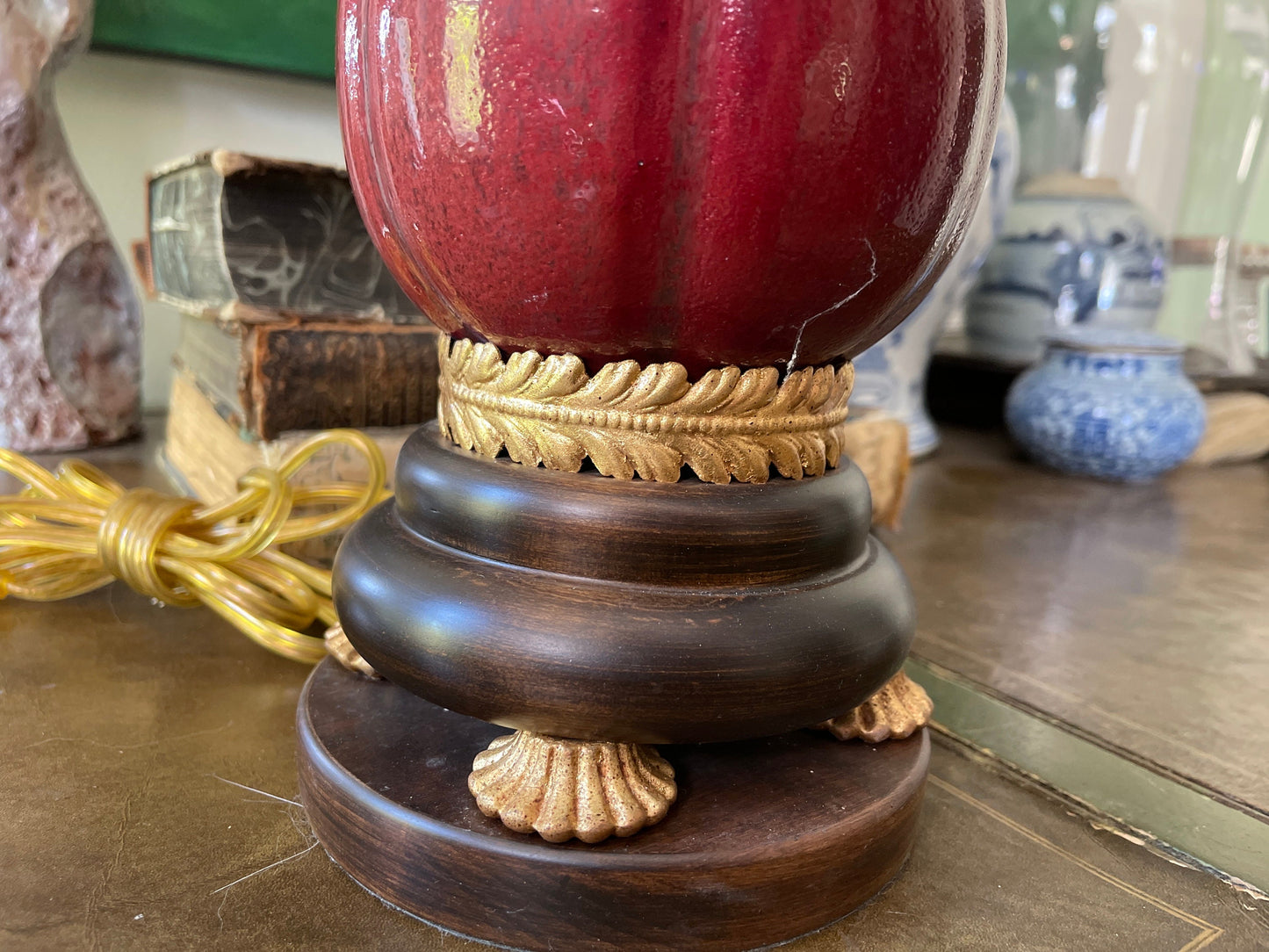 Pair of Asian Sang de Boeuf Tall Lamps