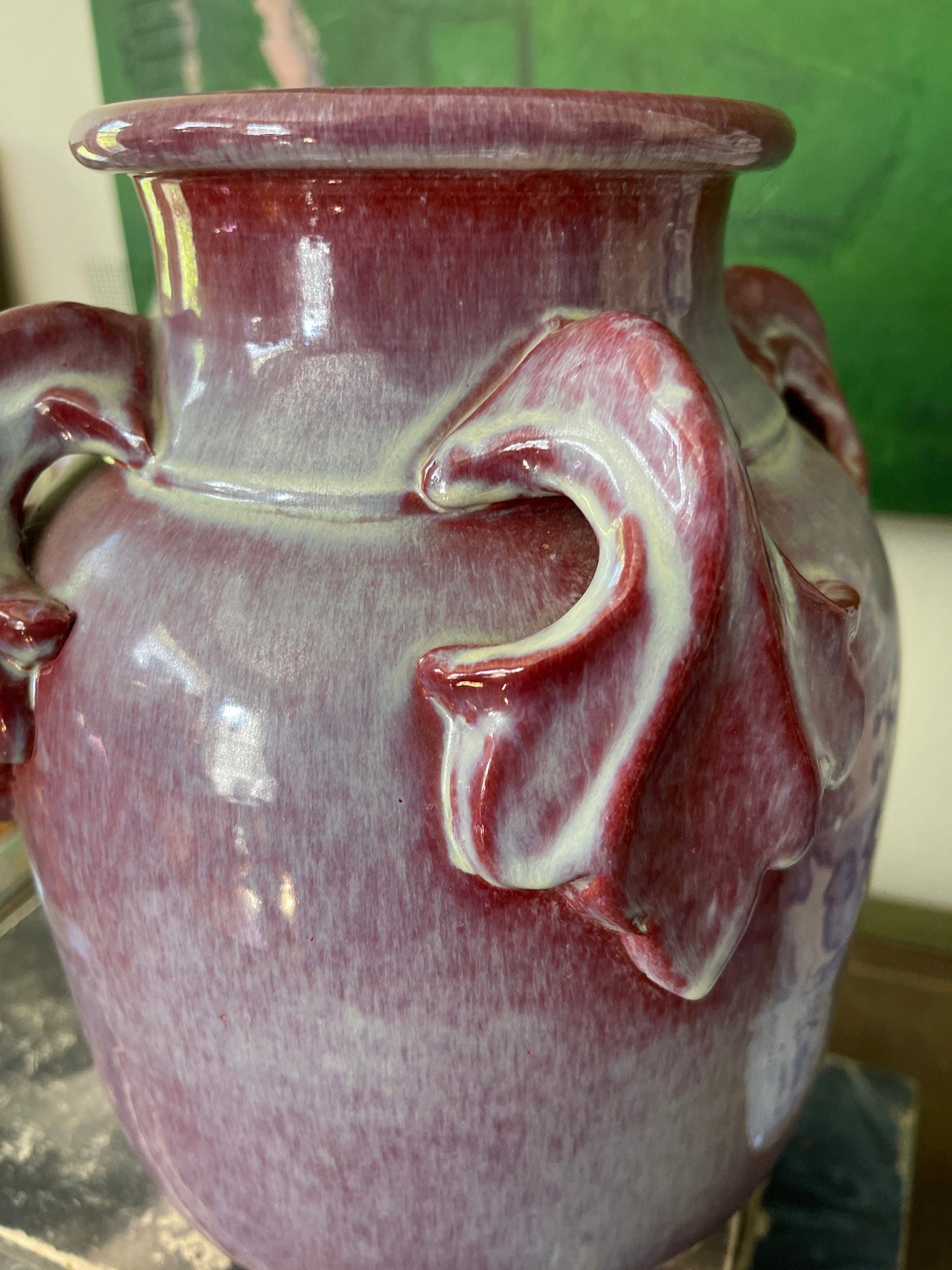 Rosy Pink Glazed Italian Terracotta 9.75” Vase