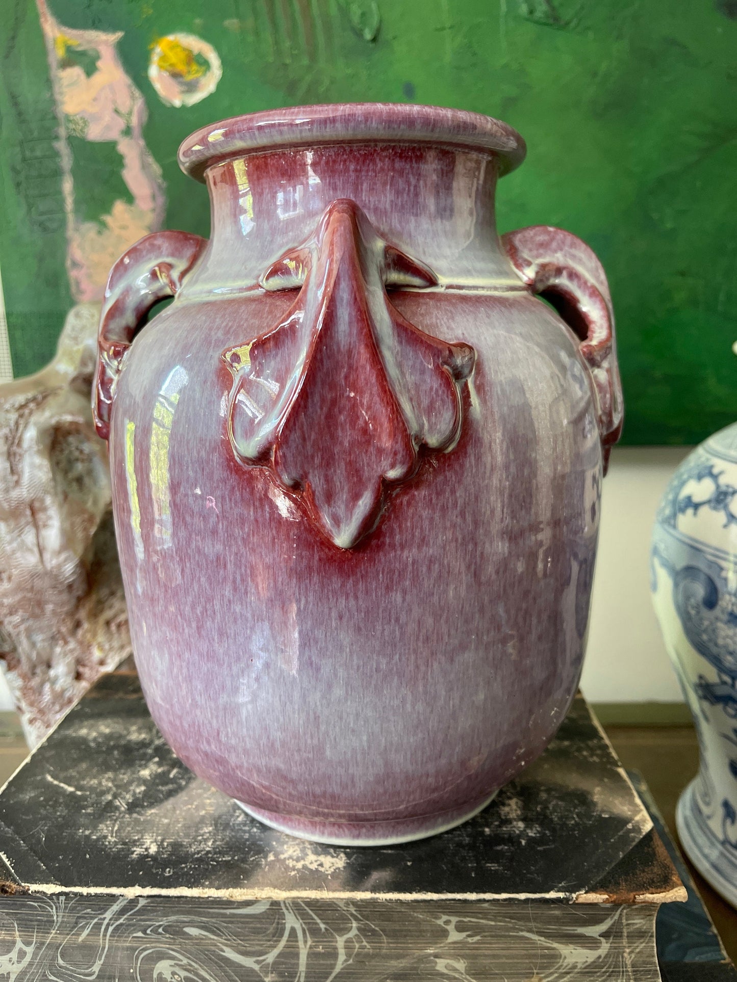 Rosy Pink Glazed Italian Terracotta 9.75” Vase