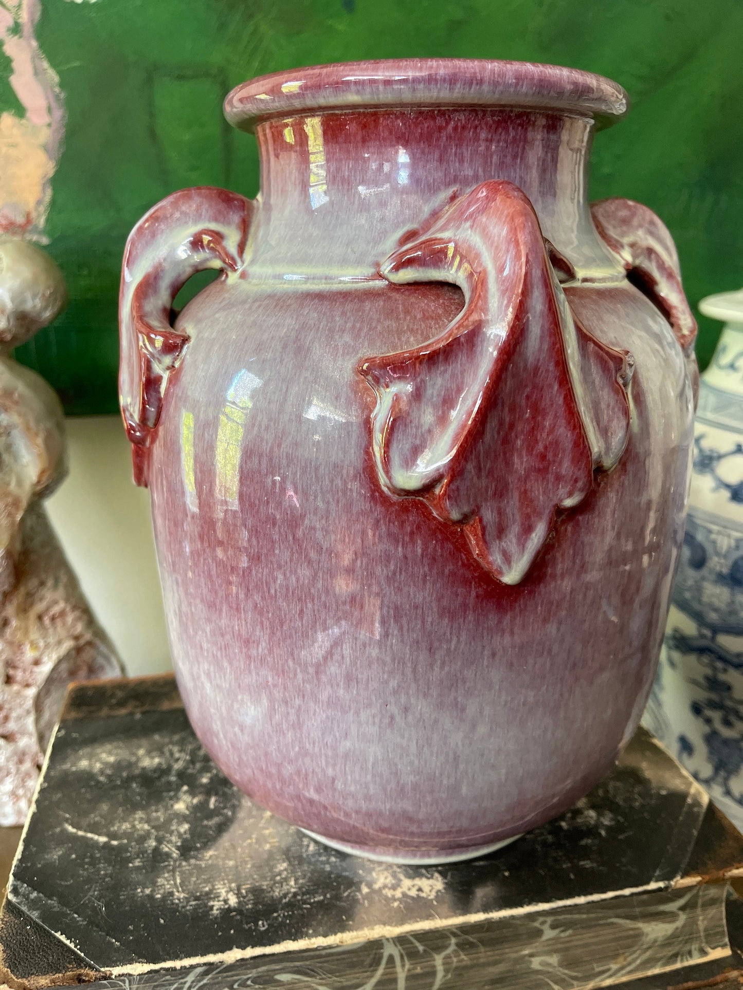 Rosy Pink Glazed Italian Terracotta 9.75” Vase