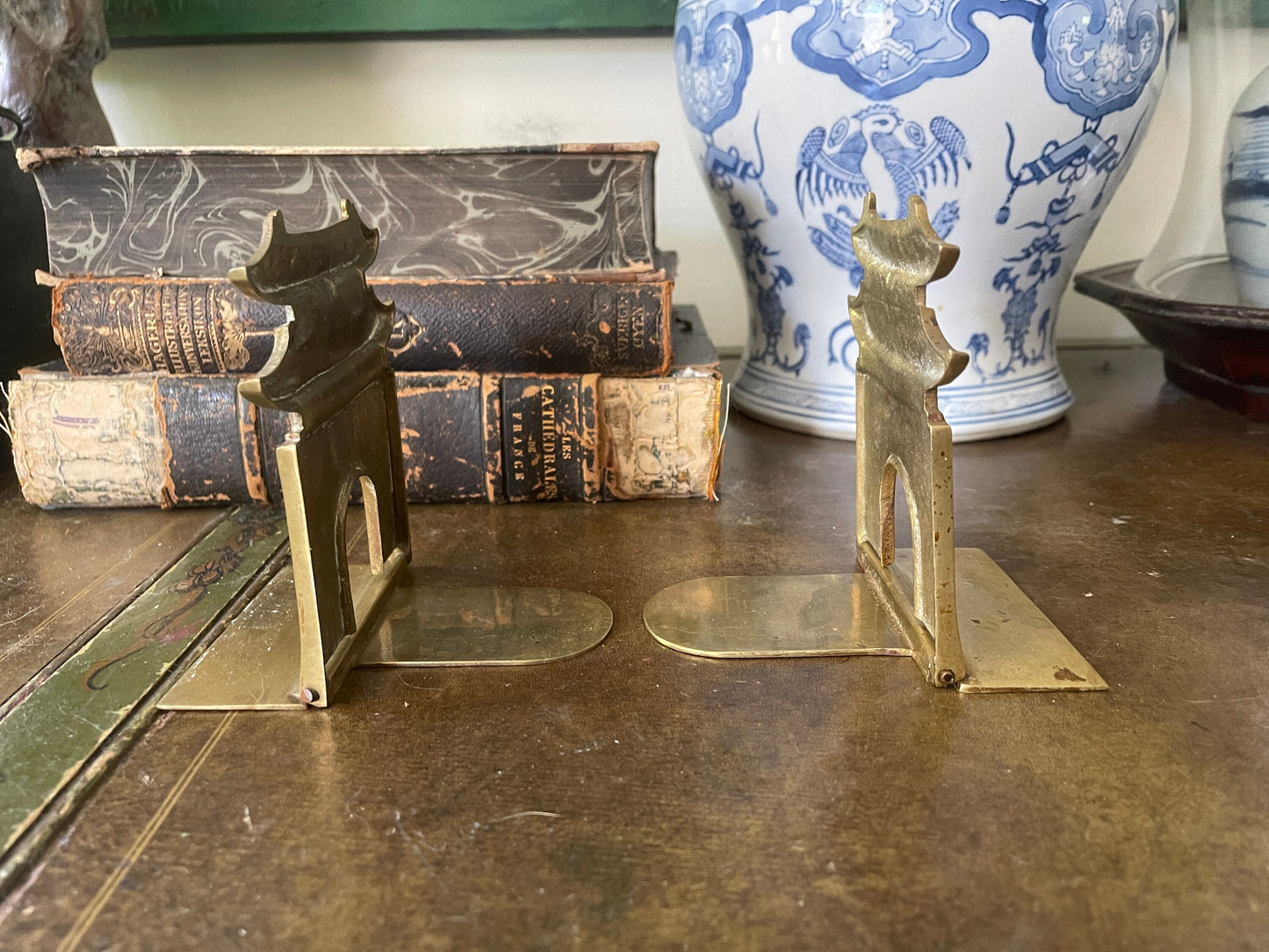 Pair of Brass Pagoda Folding Bookends