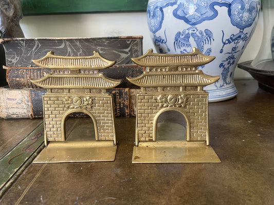 Pair of Brass Pagoda Folding Bookends