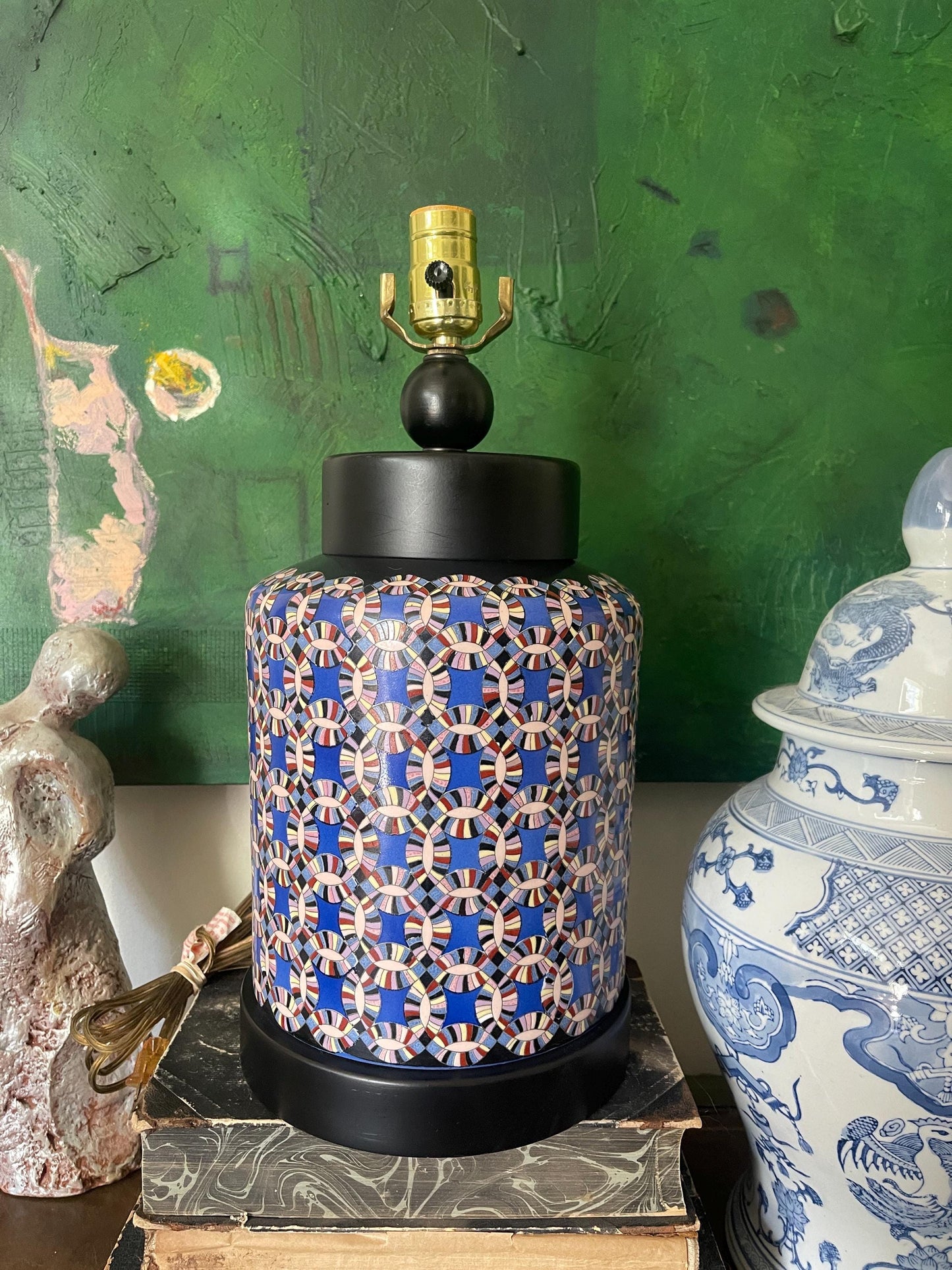 1989 Tyndale Royal Blue Kaleidoscope Lamp