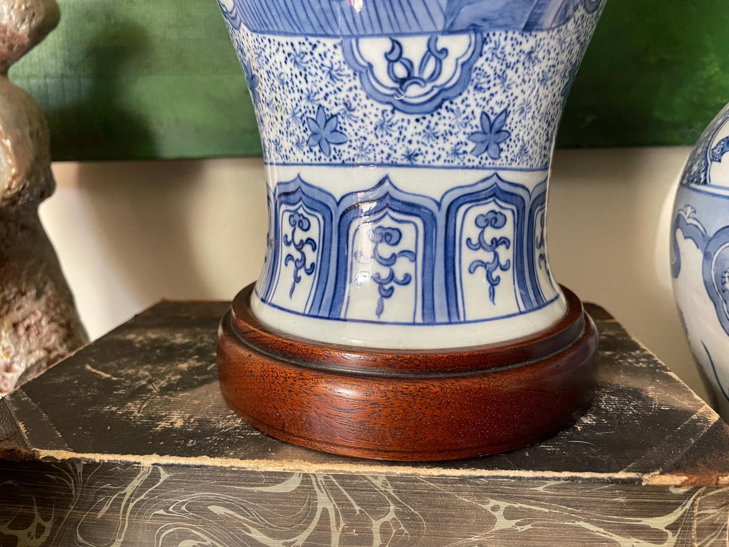 Pair of Blue and White Asian Lamps