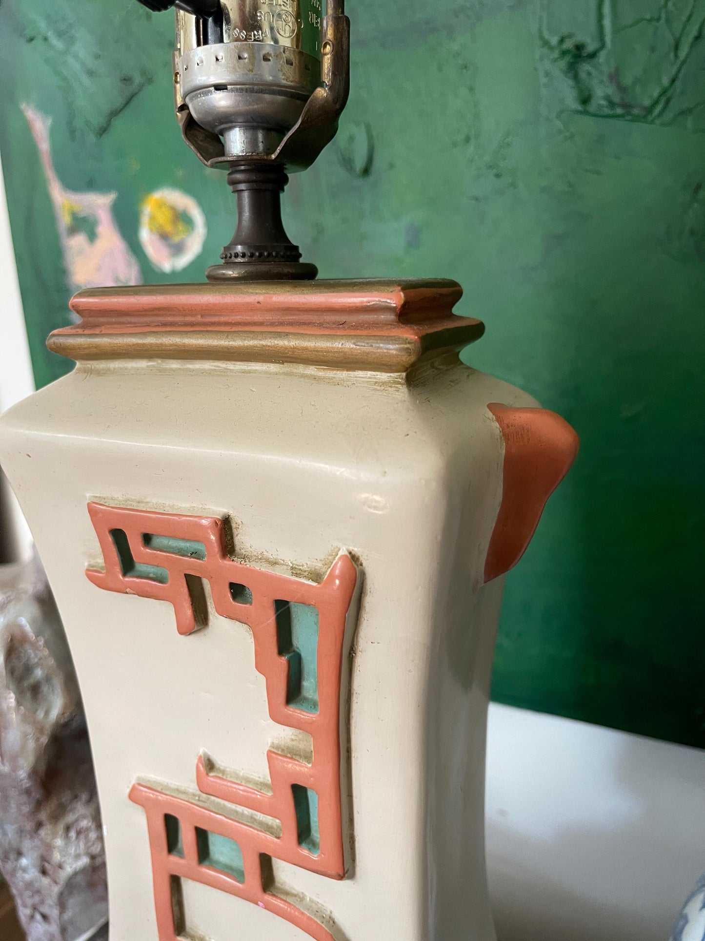 Early 20th Century Asian Plaster Ming Influenced Lamp