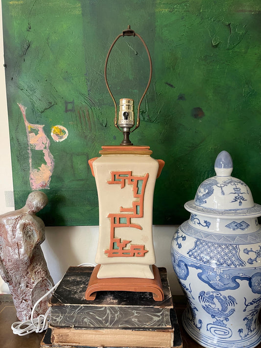 Early 20th Century Asian Plaster Ming Influenced Lamp