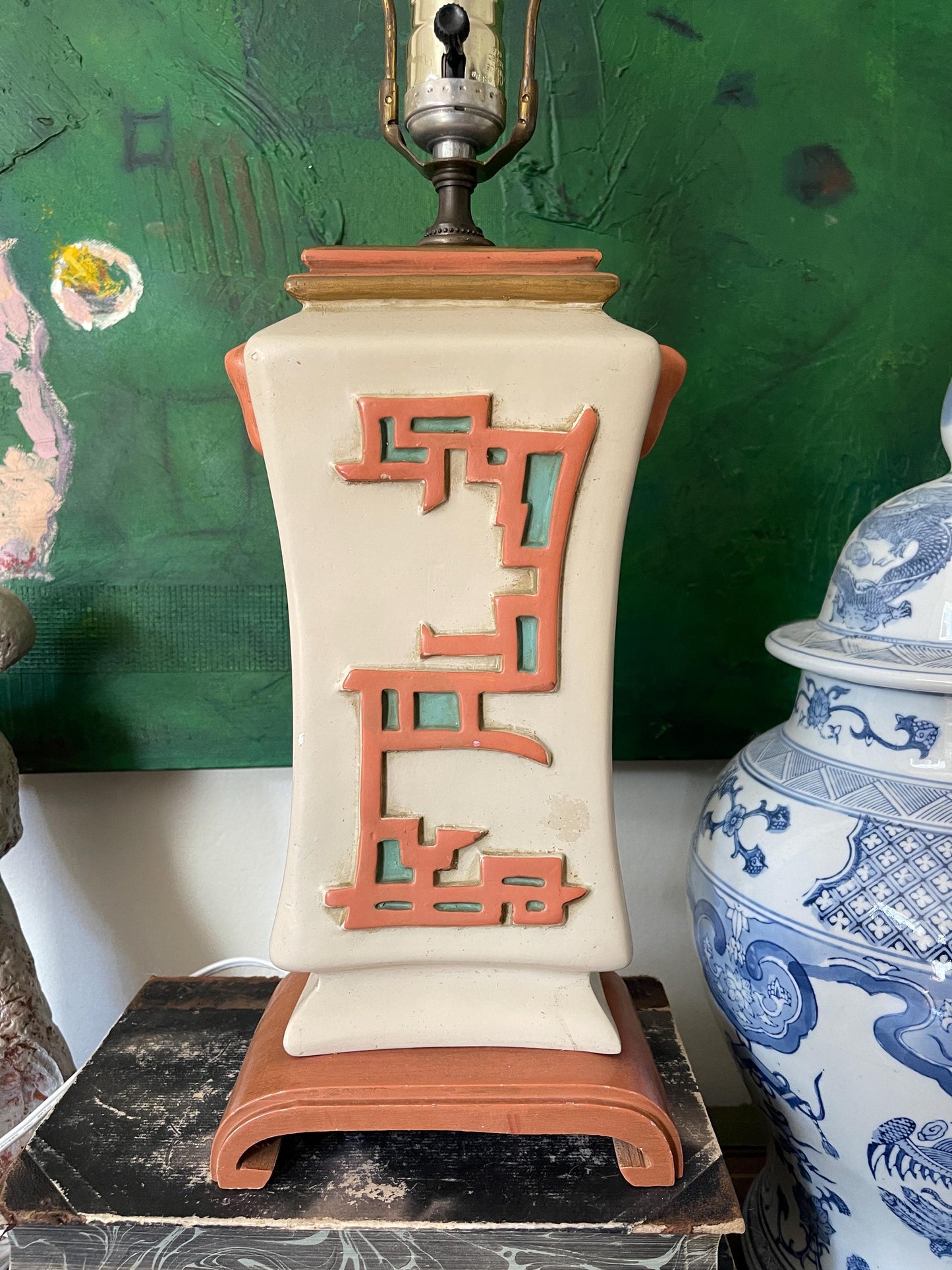 Early 20th Century Asian Plaster Ming Influenced Lamp