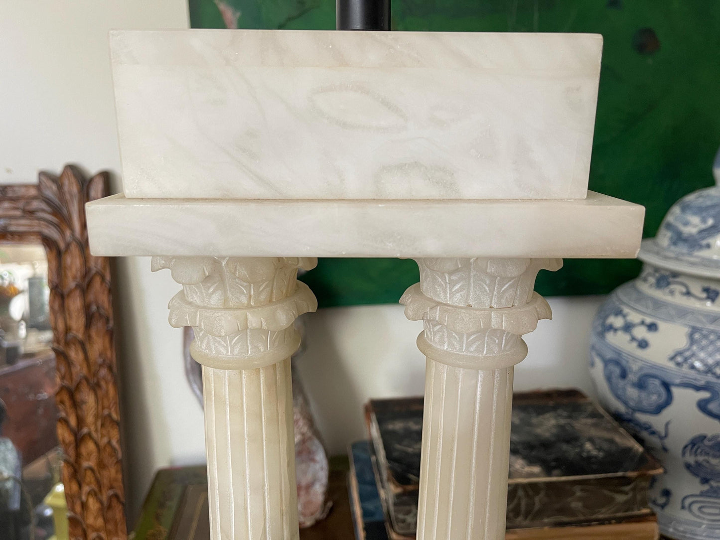 Vintage Marble and Alabaster Classic Column Lamp