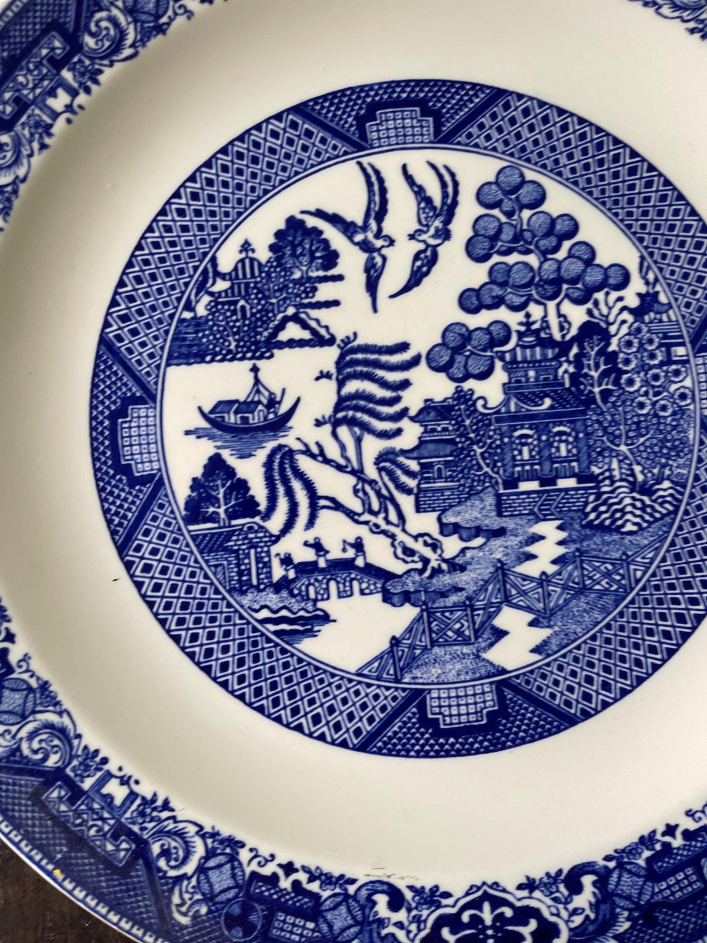 Vintage Blue Willow Willowware 12 1/8” Chop Plate