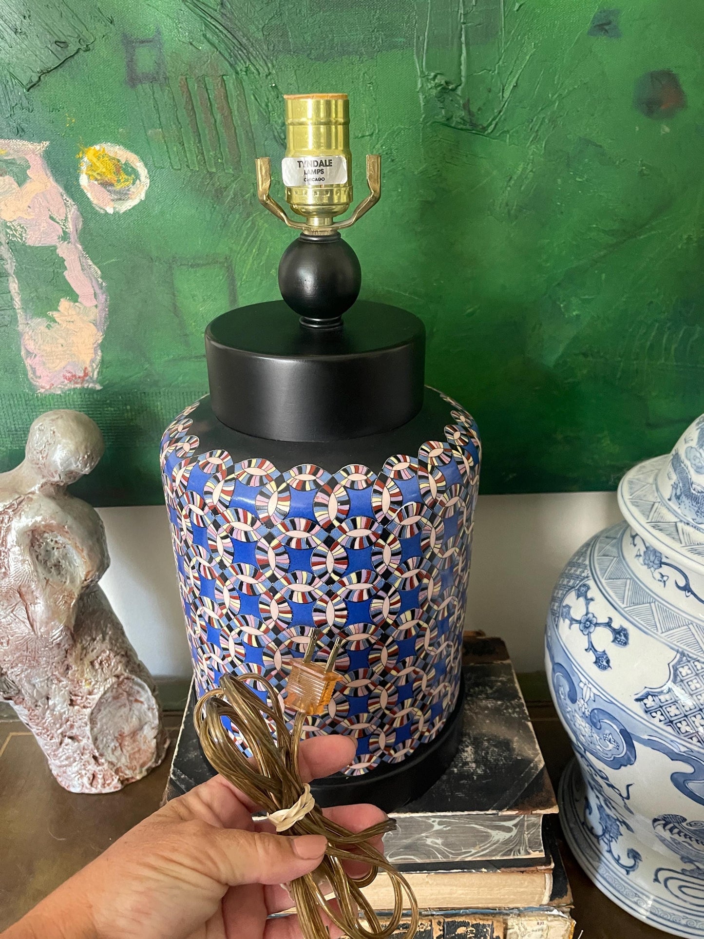 1989 Tyndale Royal Blue Kaleidoscope Lamp