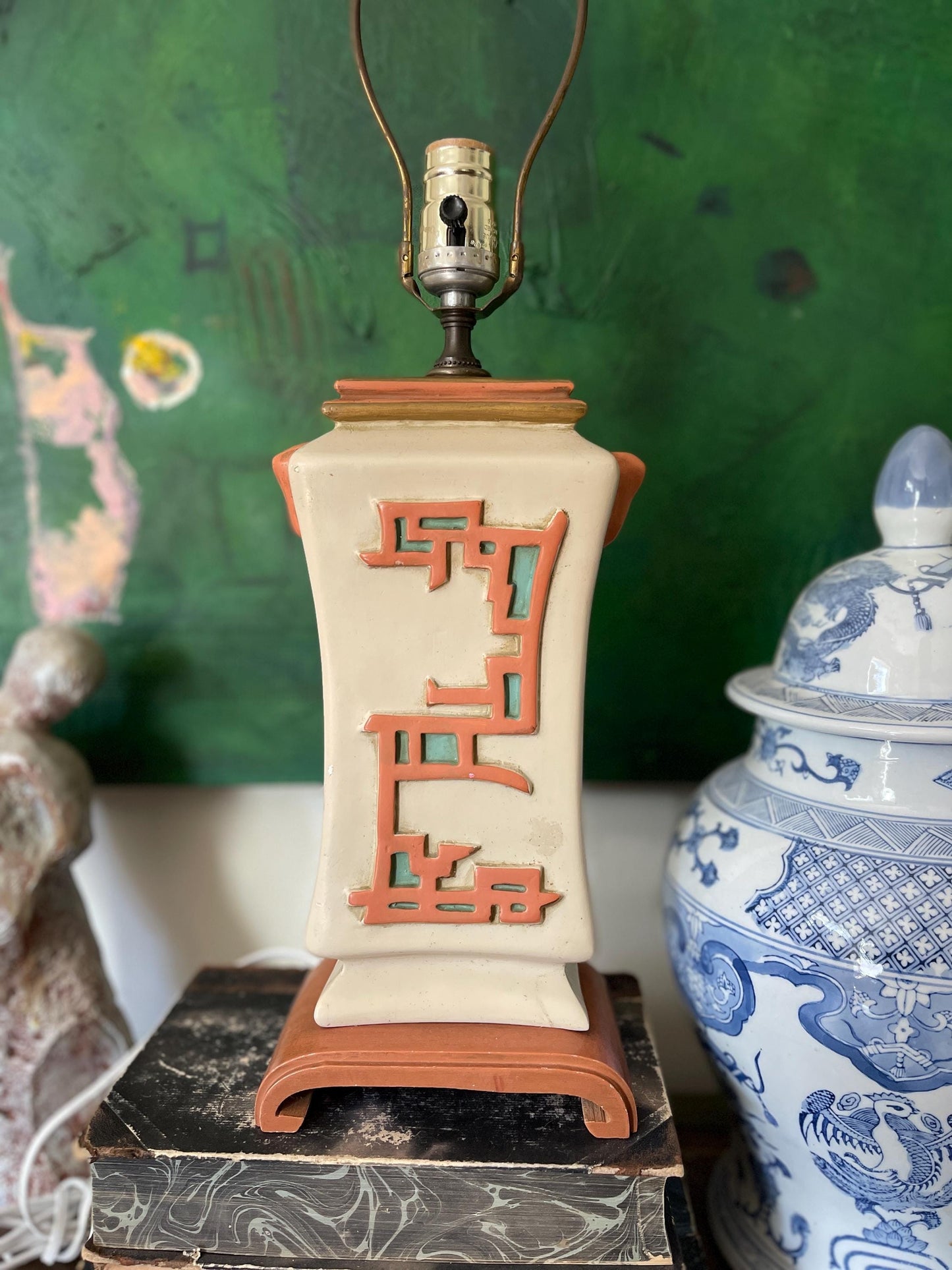 Early 20th Century Asian Plaster Ming Influenced Lamp