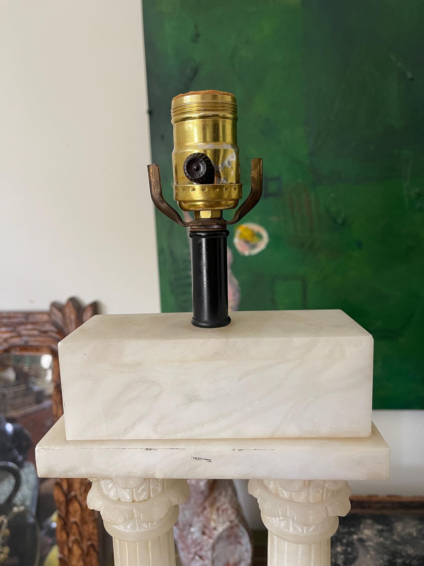 Vintage Marble and Alabaster Classic Column Lamp