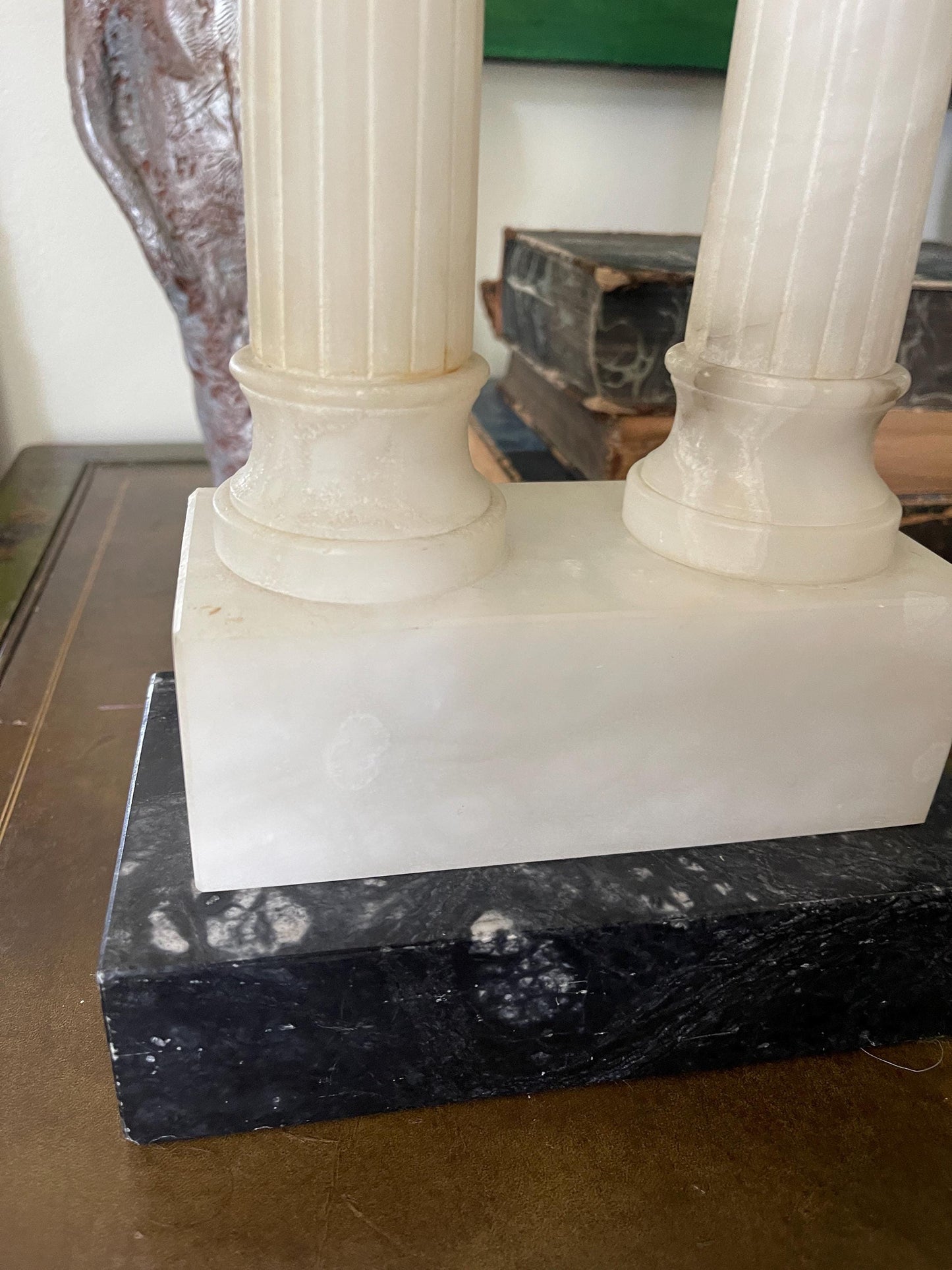 Vintage Marble and Alabaster Classic Column Lamp